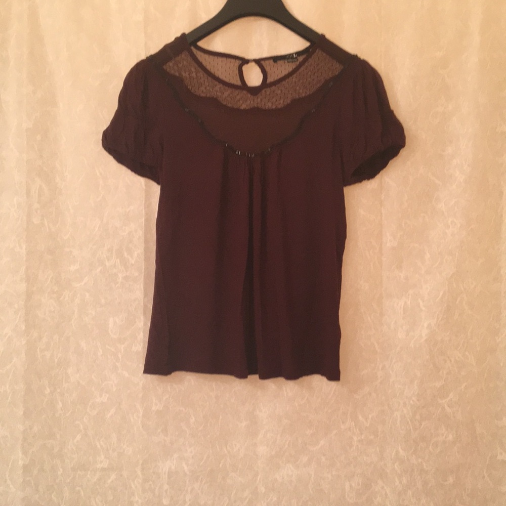 Red Shirt with Lace and Embellishment